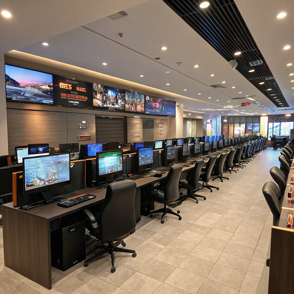 Premium gaming PC and console booking center interior